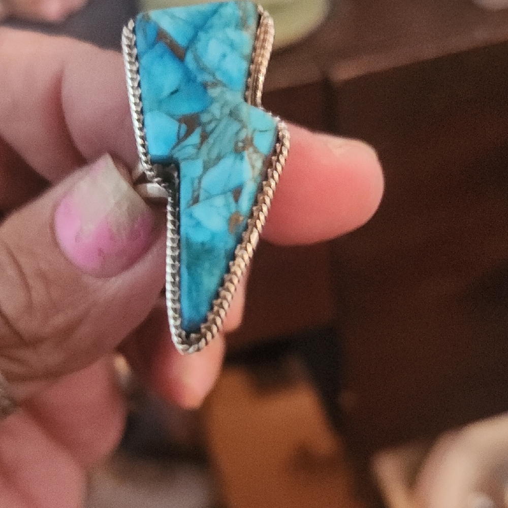 Turquoise Lightning Bolt Ring